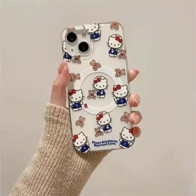 Магнитный держатель-китти Чехол Hello Kitty для Samsung Galaxy S26 Ultra S25 S24 S23 S22 Ultra Plus FE Flip 7 6 5G Чехол для телефона