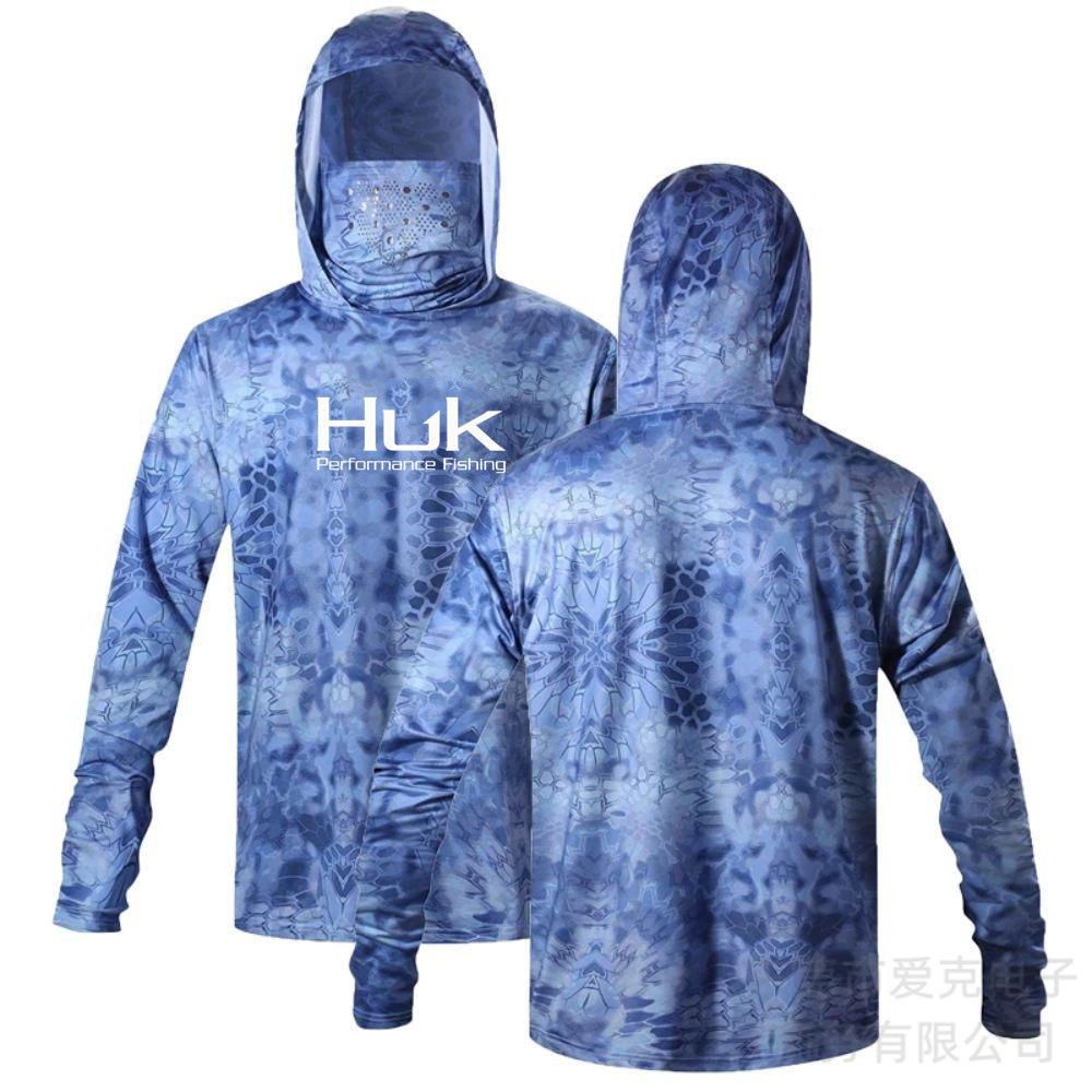 Рыболовный костюм HUK мужская толстовка летняя защита от солнца с длинным рукавом рыболовная футболка с маской для активного отдыха рыболовная рубашка