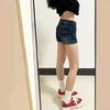Женские джинсовые шорты с низкой посадкой, темно-синие, узкого кроя, шорты-бойфренды, повседневные, уличный стиль, горячие штанишки