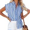 Весенне-летние блузки с лацканами, полосатая рубашка с коротким рукавом, женские свободные однобортные рубашки