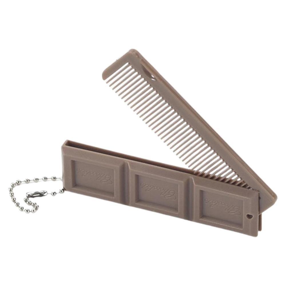 New 2-in-1 Folding Comb with Mirror Chocolate-Shaped Hair Comb Portable Mini Styling Tool Gift