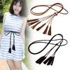 Women's Woven Tassel Waist Belt - Leather Knotted Thin Rope Corset Accessory
