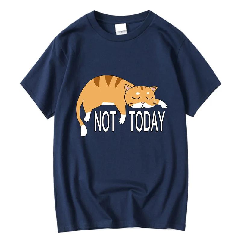 Летняя мужская футболка высокого качества 100% хлопок забавный ленивый кот принт повседневные крутые свободные футболки с круглым вырезом с графикой для мужчин топы