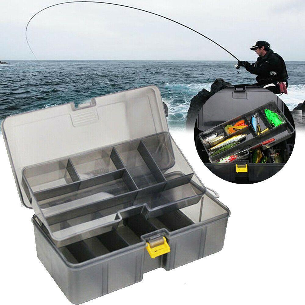 Fashionable Plastic Durable Organizer Double Layers Waterproof Fishing Tackle Box Bait Storage Case