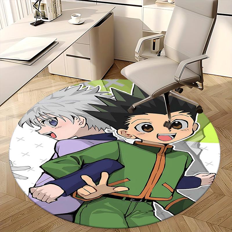 1 шт. Ковер круглый Hunter x Hunter Killua & Gon - Коврик для стула с дизайном из аниме-мультфильма, нескользящий ковер для офиса, домашнего декора, гостиной