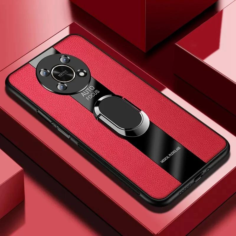 Роскошный чехол из искусственной кожи для Honor X7 X9 5G X10 X30 Max с кольцом-держателем, силиконовый чехол для телефона для Honor X40 GT X7A X7B X8B