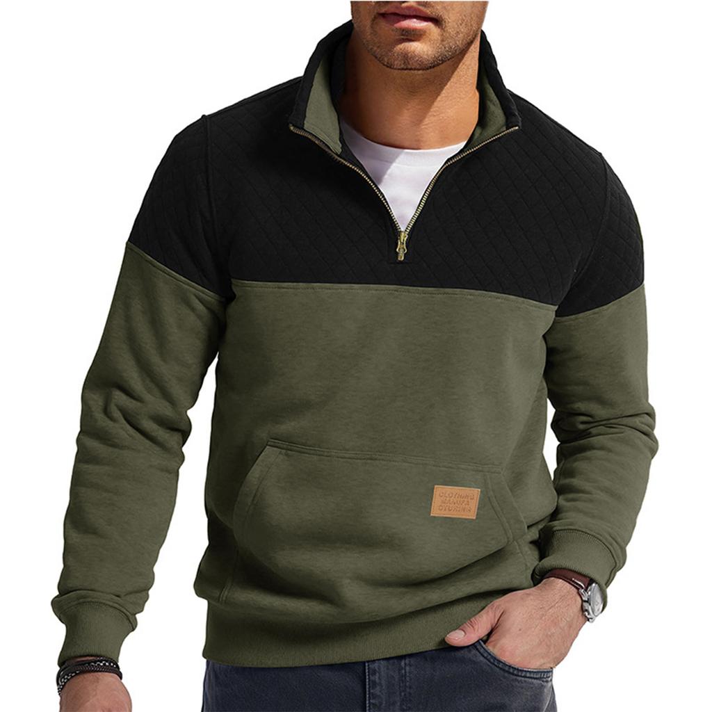 Men's Pullover Long Sleeved Stand Up Collar Sweatshirt Casual Collar Base Shirt
