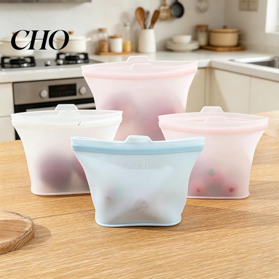 Spill-proof Food Container Bag Fresh-keeping Food-Grade Silicone with Sealing Strip Pouch Leak-Proof Portable Storage Reusable Microwave Safe