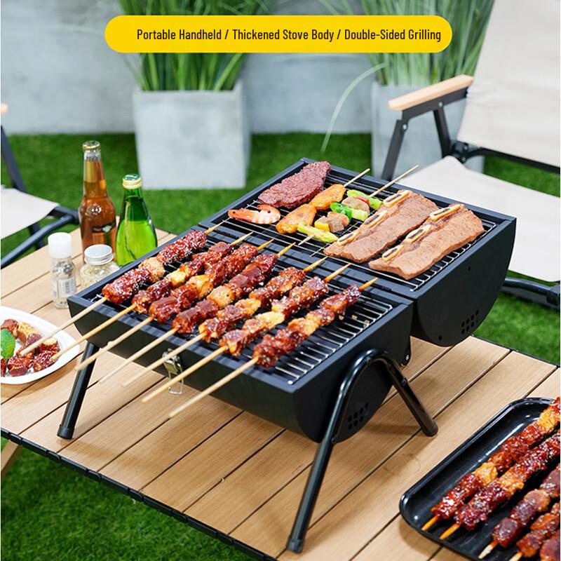 Portable Foldable Double-Sided Outdoor Charcoal Grill