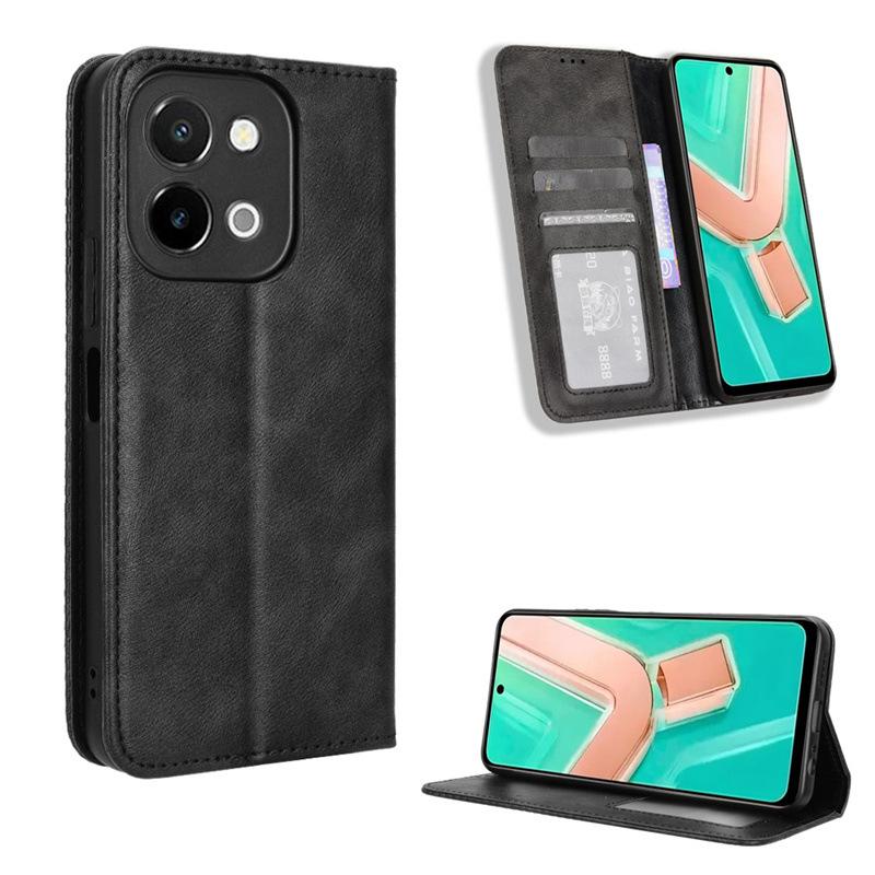 Flip Cover For Vivo Y28 4G Leather Case [Flip Vintage Leather] Shockproof Durable Retro Phone Case