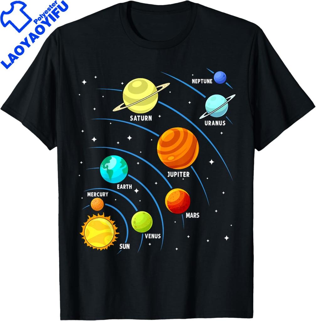 Solar System Colorful Space Planets Educational TShirt Unisex Unisex Short Sleeved Graphic T Shirts Crewneck Casual Funny Clothes
