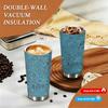 Blue Romantic Heart Pattern Design Stainless Steel Insulated Coffee Tumbler Reusable Vacuum Thermal Cup for Travel Office School Daily Use