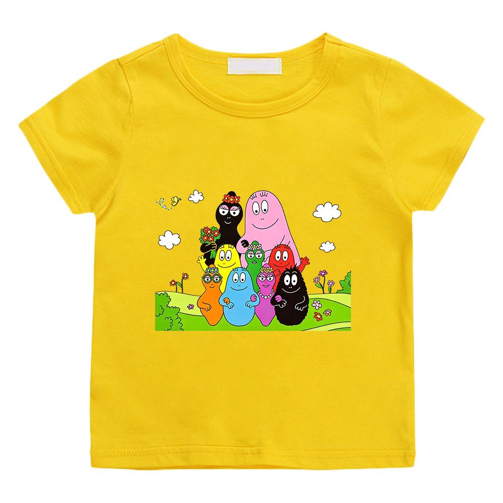 Barbapapa Cartoon Print Children's T-shirt 100%CottonTees 2-12Y Boys Girls Kawaii Short Sleeve Casual Kids Tops Summer Toddler