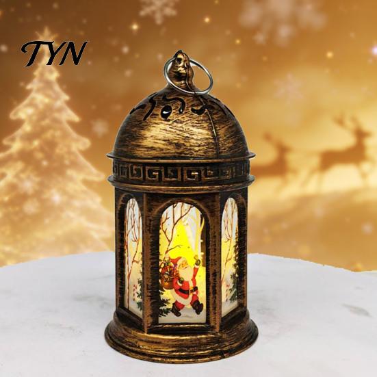 Flameless Candle Lantern Retro Christmas Night Light, Battery Operated LED Lamp, Decorative Flickering Portable Flame Hanging for Home Holiday