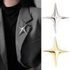 Metal Four-Pointed Star Brooch Elegant Luxury Color Business Suit