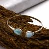 Браслет-манжета из натурального камня Ларимар, украшения ручной работы, женский браслет, серебро 925 пробы, регулируемый браслет