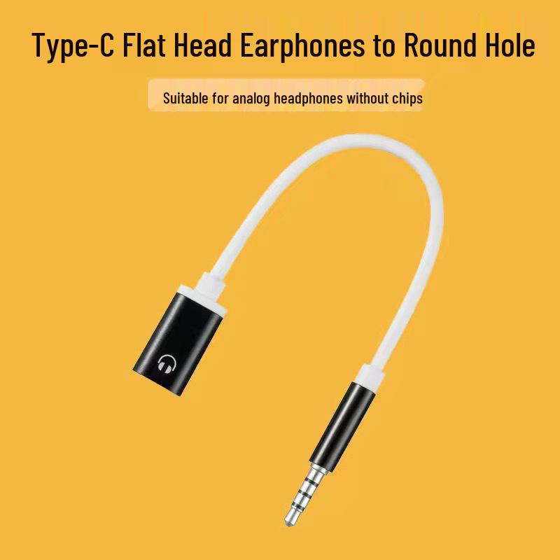 Плоский к круглому адаптер-кабель для наушников 3,5 мм (папа) - USB-C (мама)
