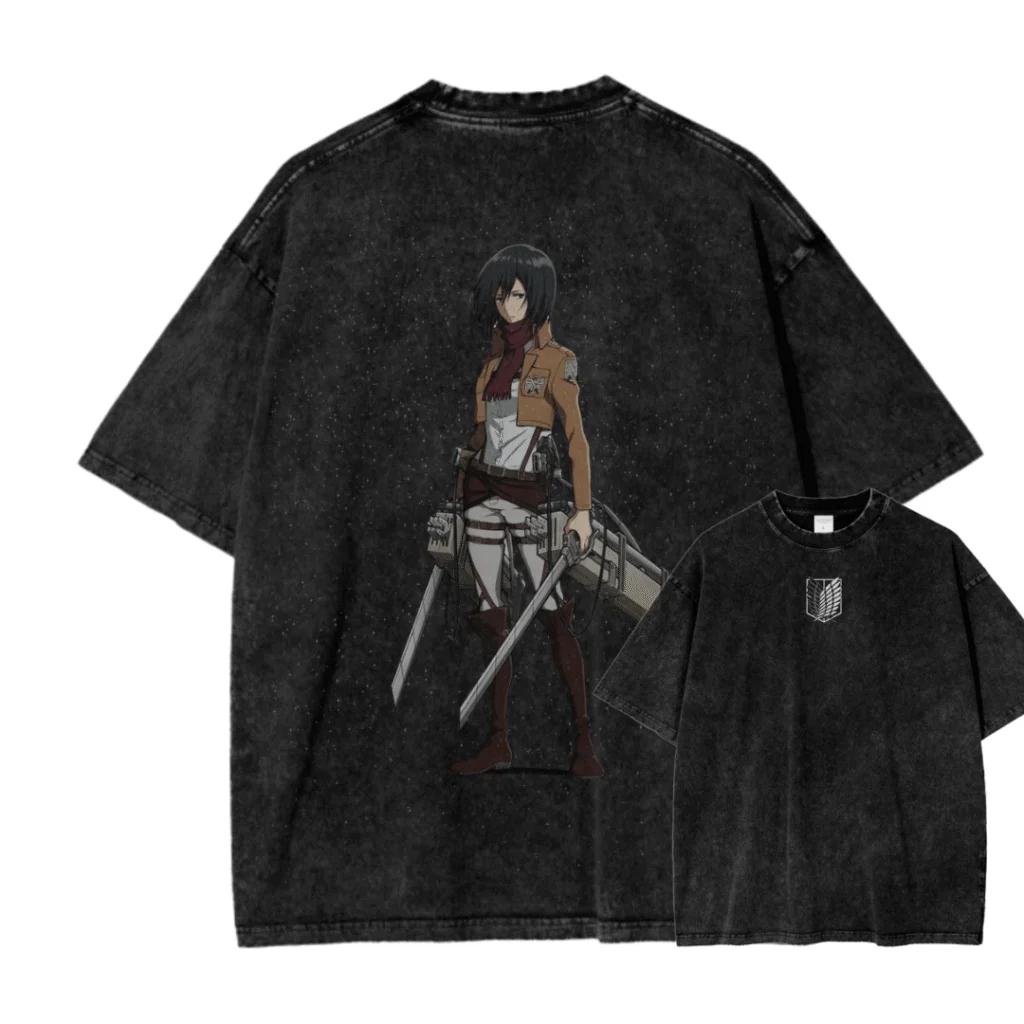 New ACID WASH TEE Attack on Titan Printed Tshirt Mens and Womens Washed Tshirt High Quality Vintage Cotton Tshirt Top