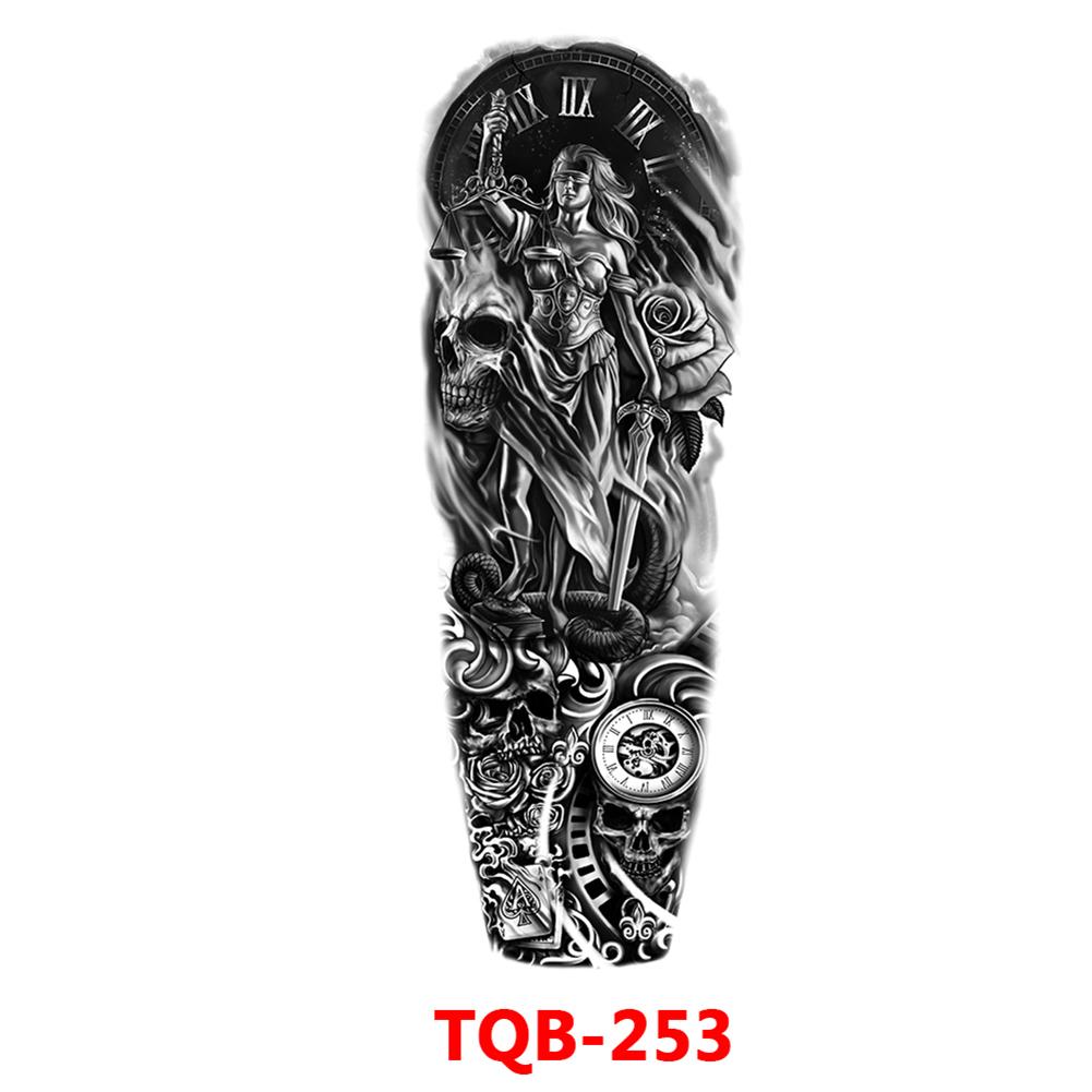 Татуировка с большим рукавом, розой, часами, глазом, водостойкая временная татуировка, наклейка, Лев, Король волков, боди-арт, полная поддельная татуировка для женщин и мужчин