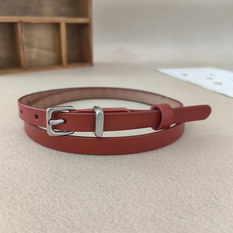 Genuine Leather Slim Belt Women With Alloy Pin Closure For Fashionable Use Daily