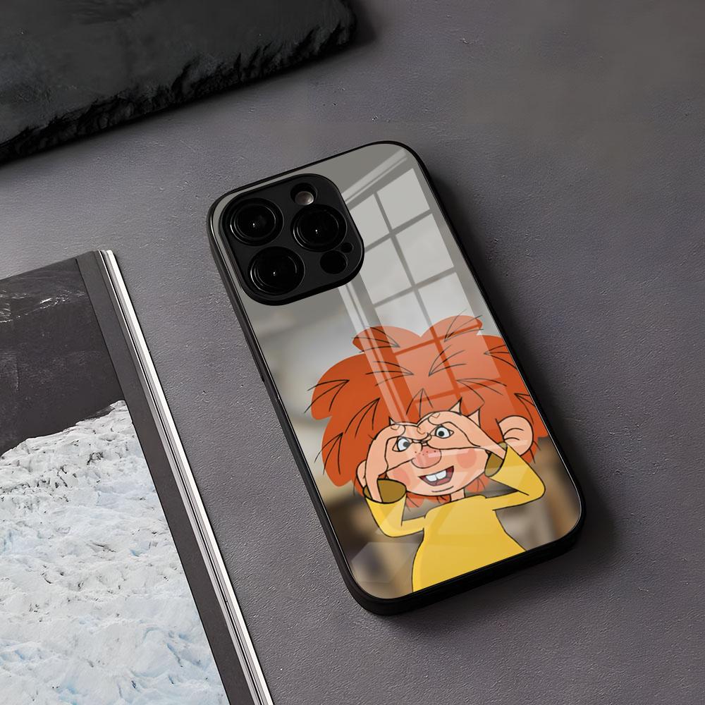 Чехол для телефона M-Meister E-Eder Und Sein P-Pumuckl для iPhone 17 Air 16 E Pro Max 15 14 13 Mini 12 Pro 11 Max Plus Черная стеклянная крышка