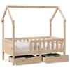 VidaXL Cadre de lit pour enfant et tiroirs 80x160cm bois de pin massif, lit pour enfant, lit simple pour enfant, lit maison 3302041