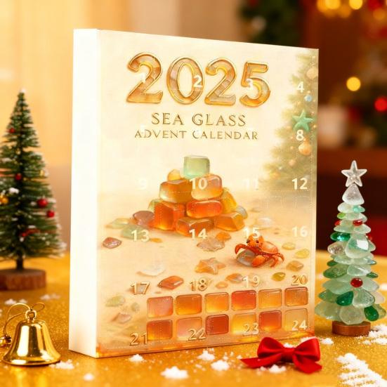Рождественский адвент-календарь «Рождественская елка из морского стекла» 2025 24 дня Праздничный обратный отсчет