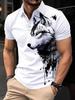Men's Summer Casual Short Sleeve Shirt with 3D Wolf Print Breathable Machine Washable Durable Fabric Regular Fit