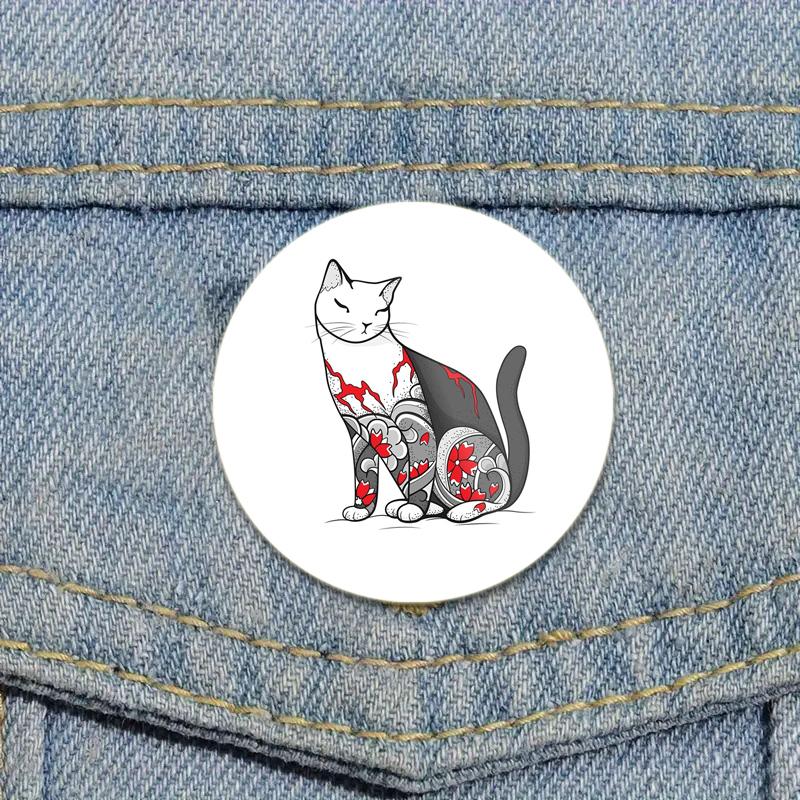 32/44/58 мм мультяшные животные значки на лацкан татуировка кошка эмаль булавка броши для рюкзака декоративные значки из сплава металла ювелирные изделия подарок