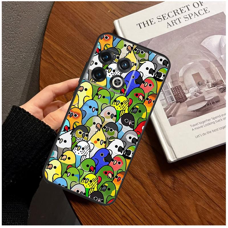 Cartoon Cockatiel Collage Case For OnePlus 13T 13R 12R 10R 15 13 12 11 8T 10T Nord CE 4 3 2 Lite N20 N30 Nord 5 Cover