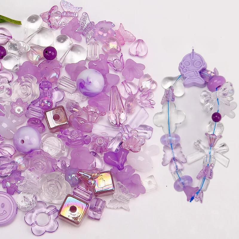 Смешайте акриловые бусины в форме сердца, бусины в форме цветка для поделок своими руками, изготовление швейных принадлежностей из бисера