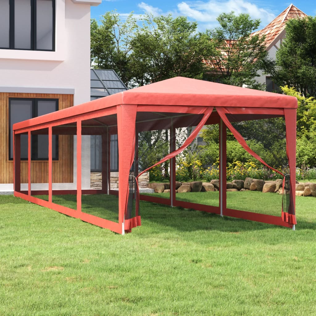 Vidaxl Namiot Imprezowy Z 10 Ścianami Z Siatki, Czerwony, 3X12 M, Hdpe