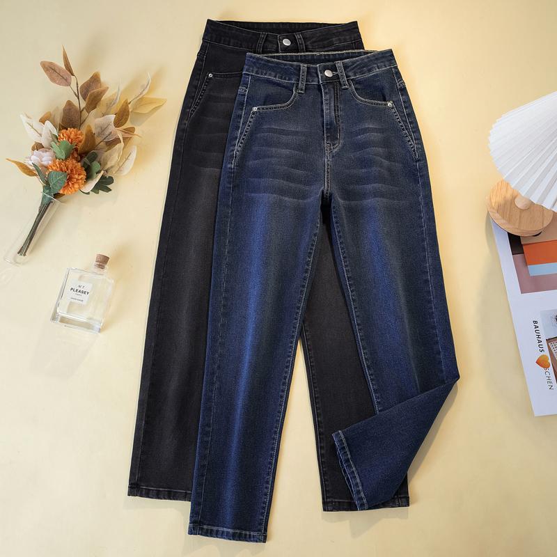 Dimanaf 2024 Джинсы Длинные Брюки Женские Эластичные Тонкие Осенние Винтажные Синие Черные Повседневные С Высокой Талией Базовые Женские Базовые Шоу Тонкие Брюки