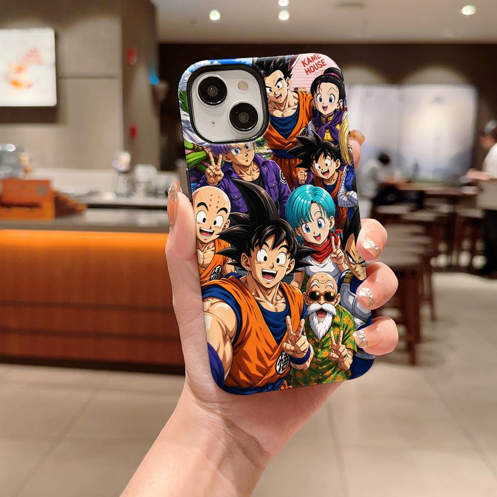 Seven Dragon Ball double-layer phone case, suitable as a protective cover for iPhone 7/8/11/12/13/14/15/16/17 Pro Max Plus