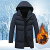 Мужская свободная куртка больших размеров, зимняя утолщенная длинная теплая куртка с капюшоном, подкладка из хлопка, пушистая теплая куртка
