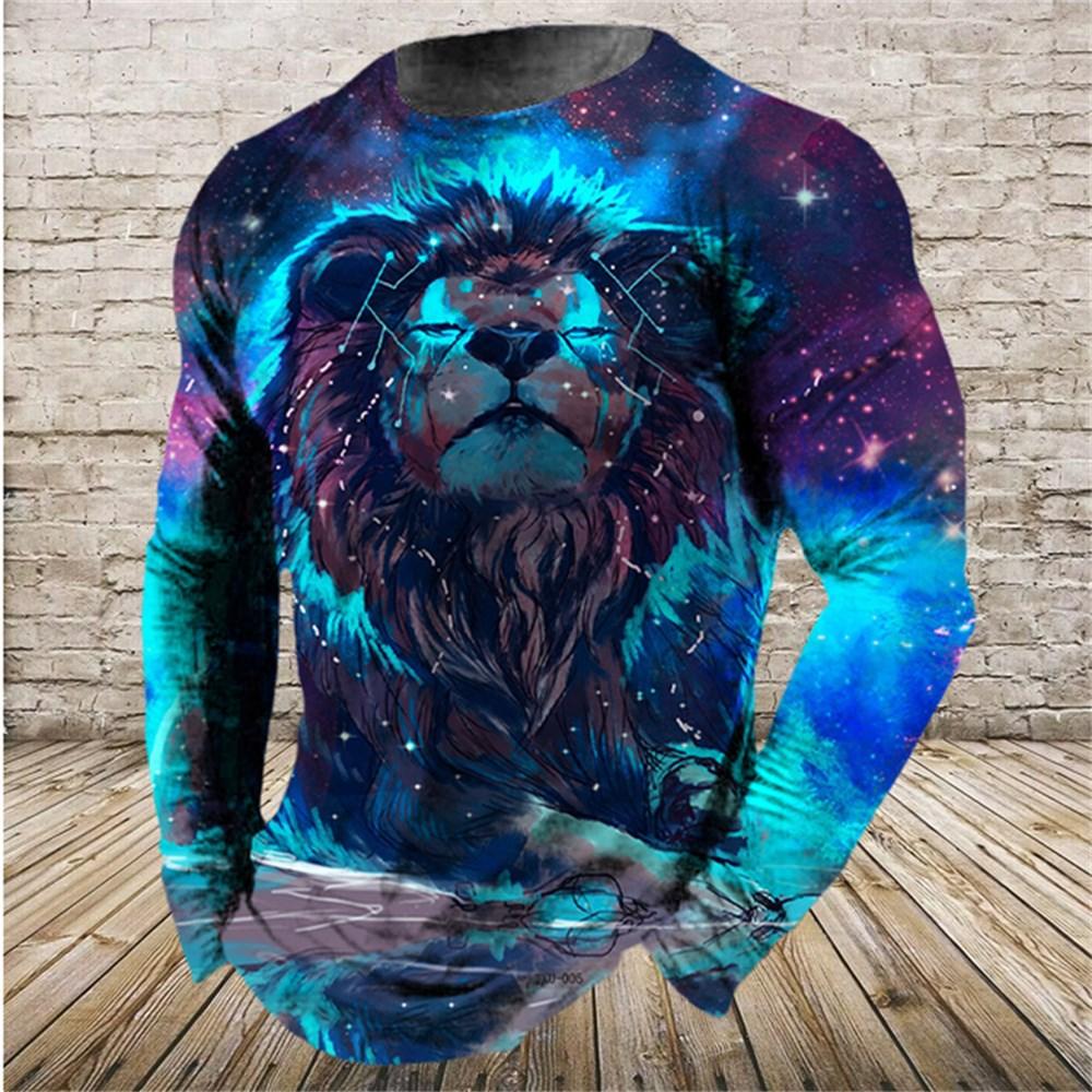 Retro Men's Long Sleeve T-shirt Animal Print Shirt Animal Pattern Clothing Street Apparel Sleeve
