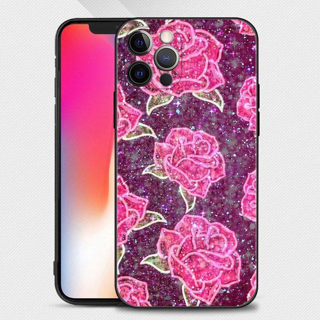 Розовый фиолетовый чехол для телефона с блестящим узором для Apple Iphone 14 13 12 11 Pro Max 13 12 Mini Xs Max Xr X 7 8 Plus 6 6s Shell