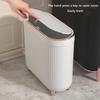 1pc Narrow Gap Trash Can, 12L Toilet Garbage Can With Lid, Household Narrow Slim Rubbish Bin For Living Room Bedroom Bathroom, Office Paper Basket