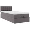 Ottoman Bed with Mattress & LEDs Gray 100x200 cm Faux Leather