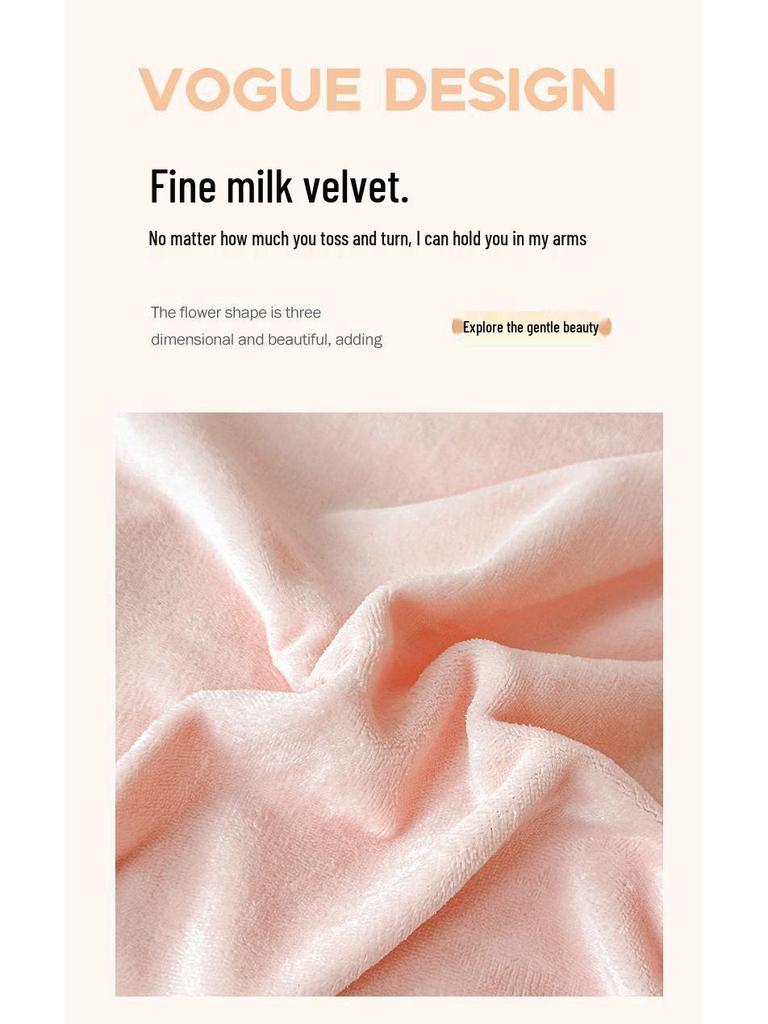 Корейский принцессный комплект из 4 предметов из молочного бархата с кружевной отделкой: Антистатичные простыни и пододеяльник из кораллового флиса