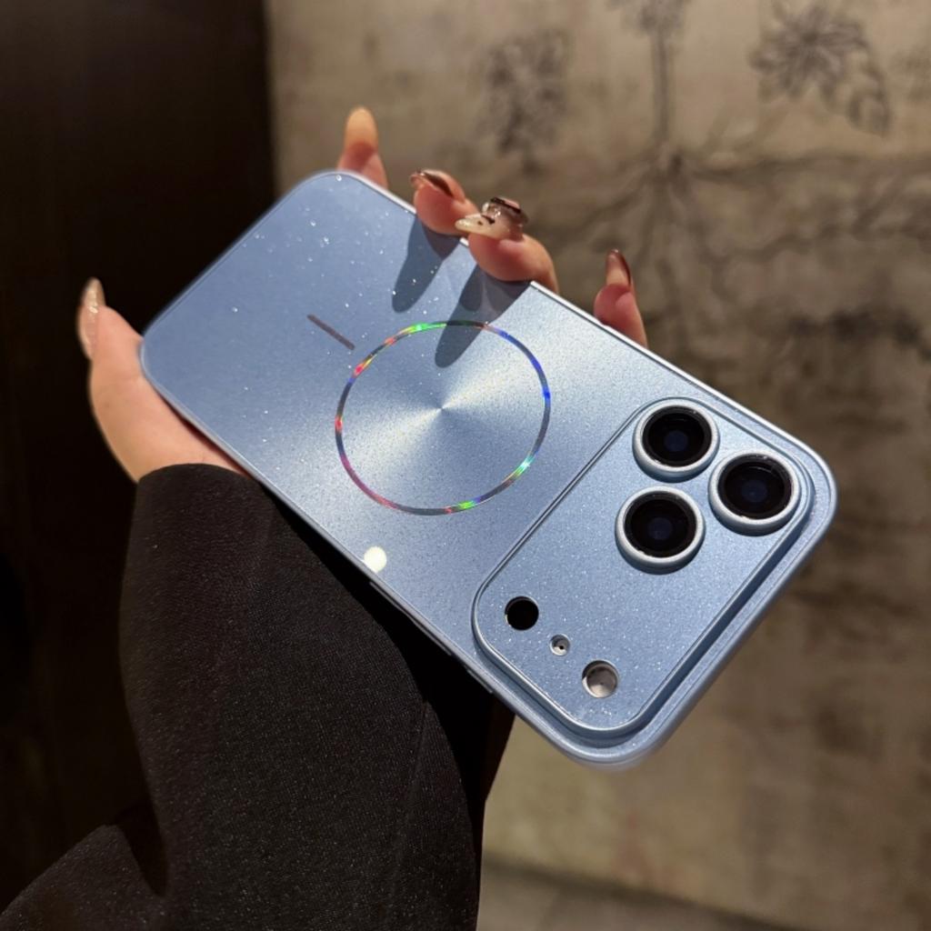 Лазерный блеск с текстурой CD Для чехла-подставки для линз Magsafe Для iPhone Air 17 16 15 14 13 12 11 Pro Max Крышка-держатель для беспроводной зарядки