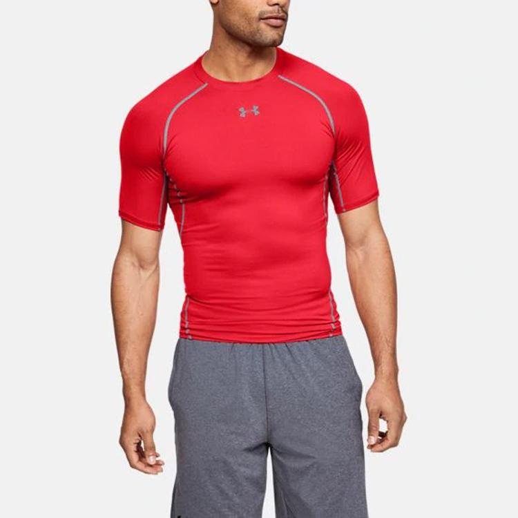 Under Armour Тренировочная облегающая футболка с коротким рукавом для фитнеса, мужская красная 1257468-600