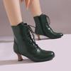 2024 Hot Seller New Fashion Brogue Carved Brown Green White Lace Up High Heel Ankle Boots Women Booties Woman Shoes Big Size 43