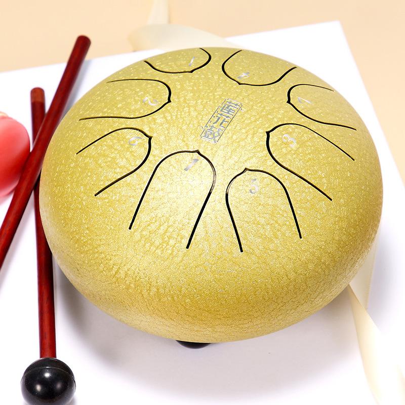 Hluru Glucophone Steel Tongue Drum 6 Inch 8 Notes Key D5 Ethereal Drum Tone Drum Percussion Children Musical Instrument