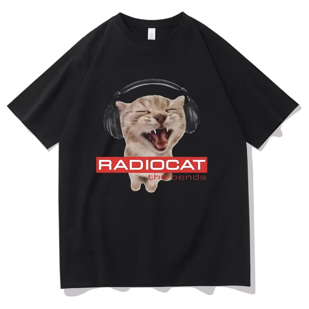 Funny Cat with Headphones Radiocat the Bends T-shirt
