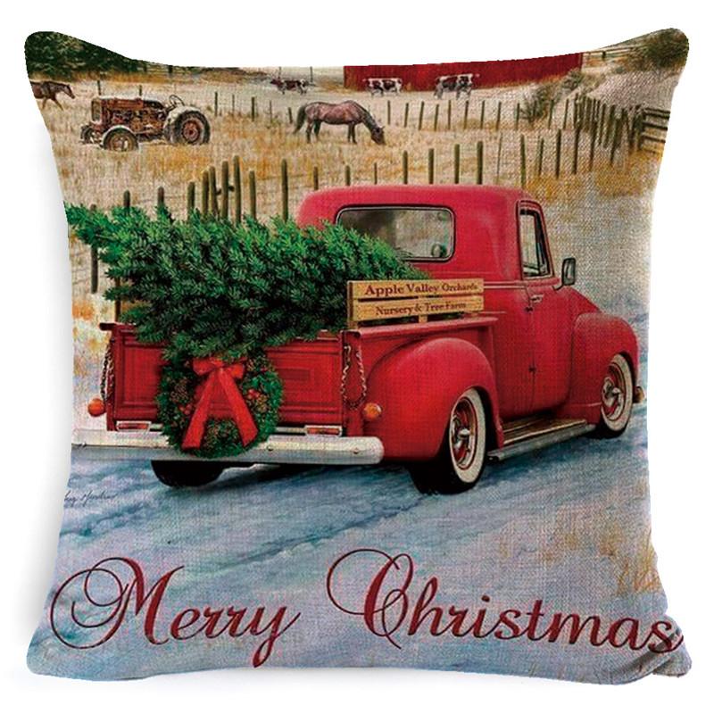Christmas Snowman Pillowcase Living Room Decoration Linen Pillowcase New Year Santa Claus Christmas Sofa Cushion Cover