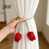 Versatile Curtain Ties 2Pcs Tulip Bud Ties, Decorative Tiebacks, Flower Buds Soft Rope Tiebacks for Bedroom Curtains Patio Drapes Macaron Color
