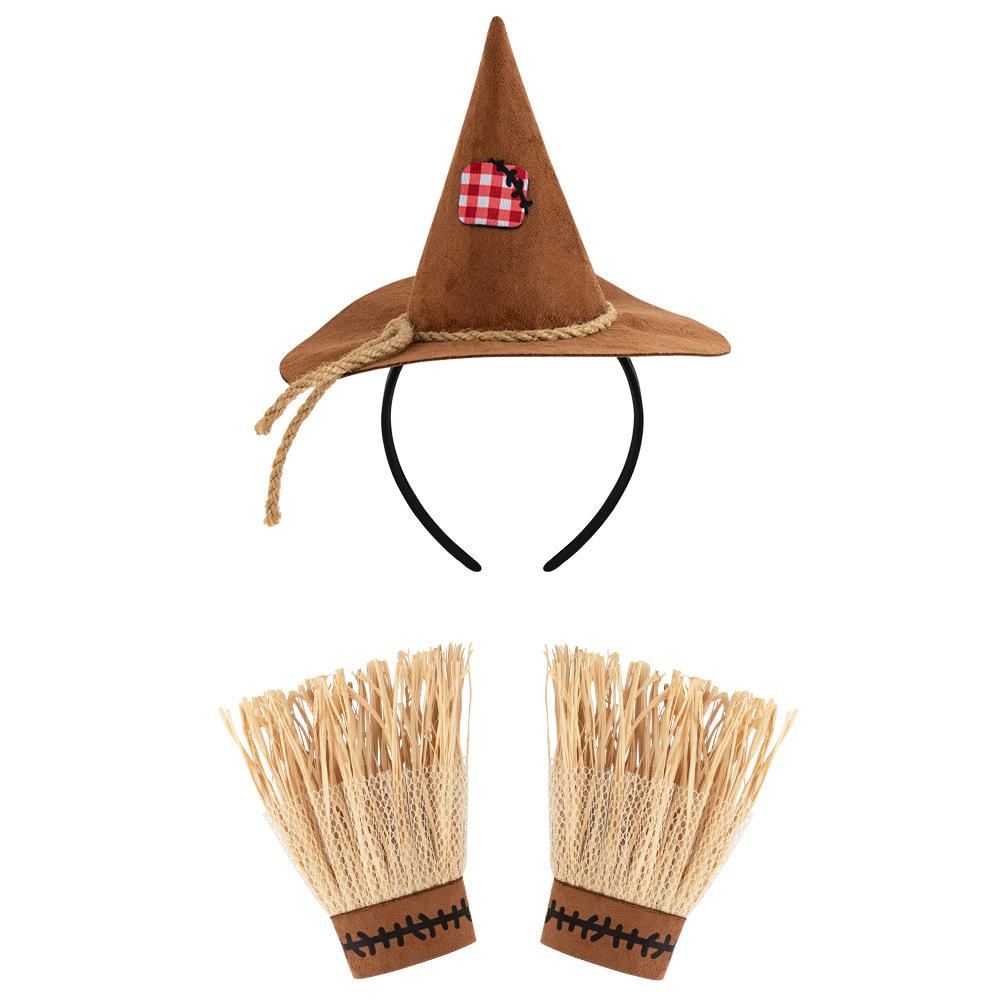New Halloween Scarecrow 3 Pieces Set Cosplay Costume Accessories Headband Gloves Festival Party Dress Up