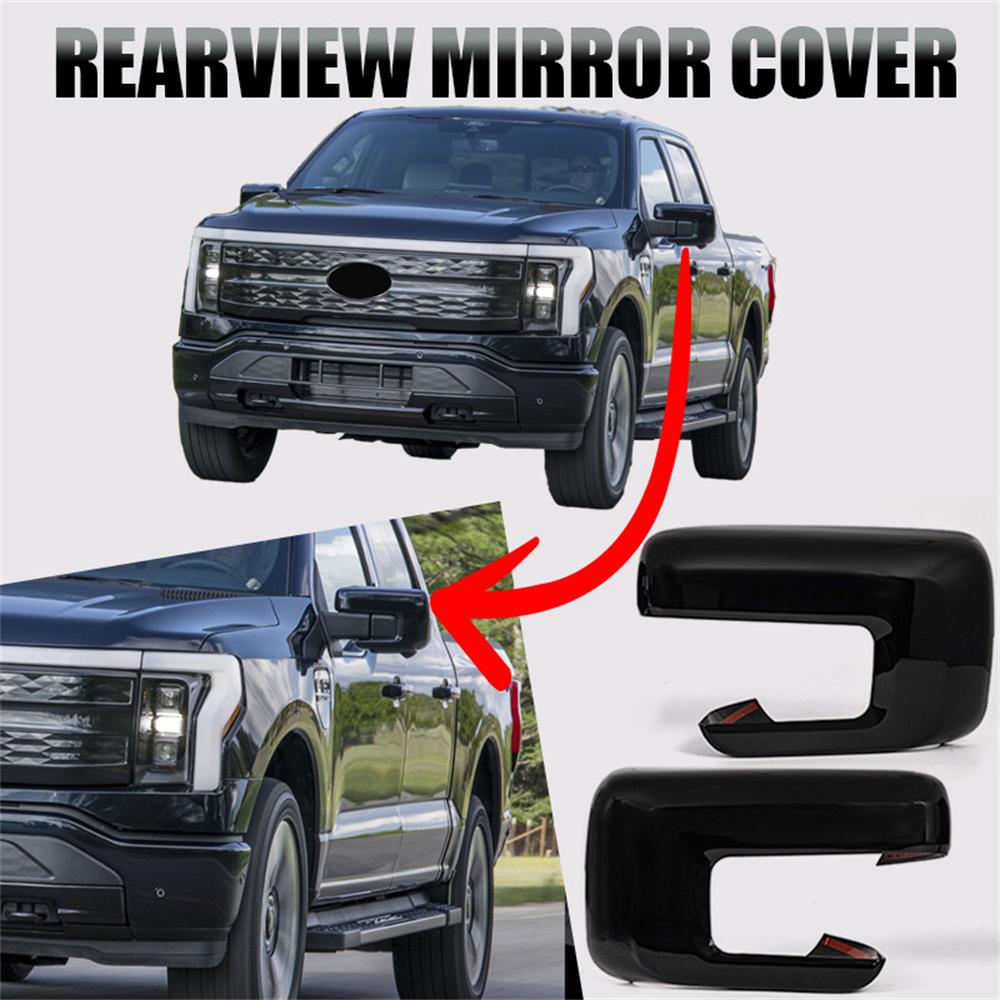 Для Ford F150 2021-2026 Накладки на зеркала с отверстием под поворотник ЧЕРНЫЕ