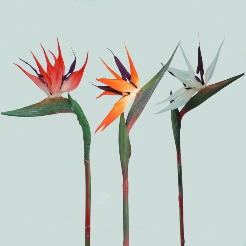 3pcs Artificial Bird Of Paradise Flowers Rubber Strelitzia 24.5'' Long Stem Flower Suitable For DIY Home Party Theme Decor